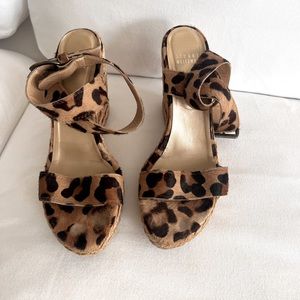 Stuart Weitzman Leopard Espadrille Wedge Sandal